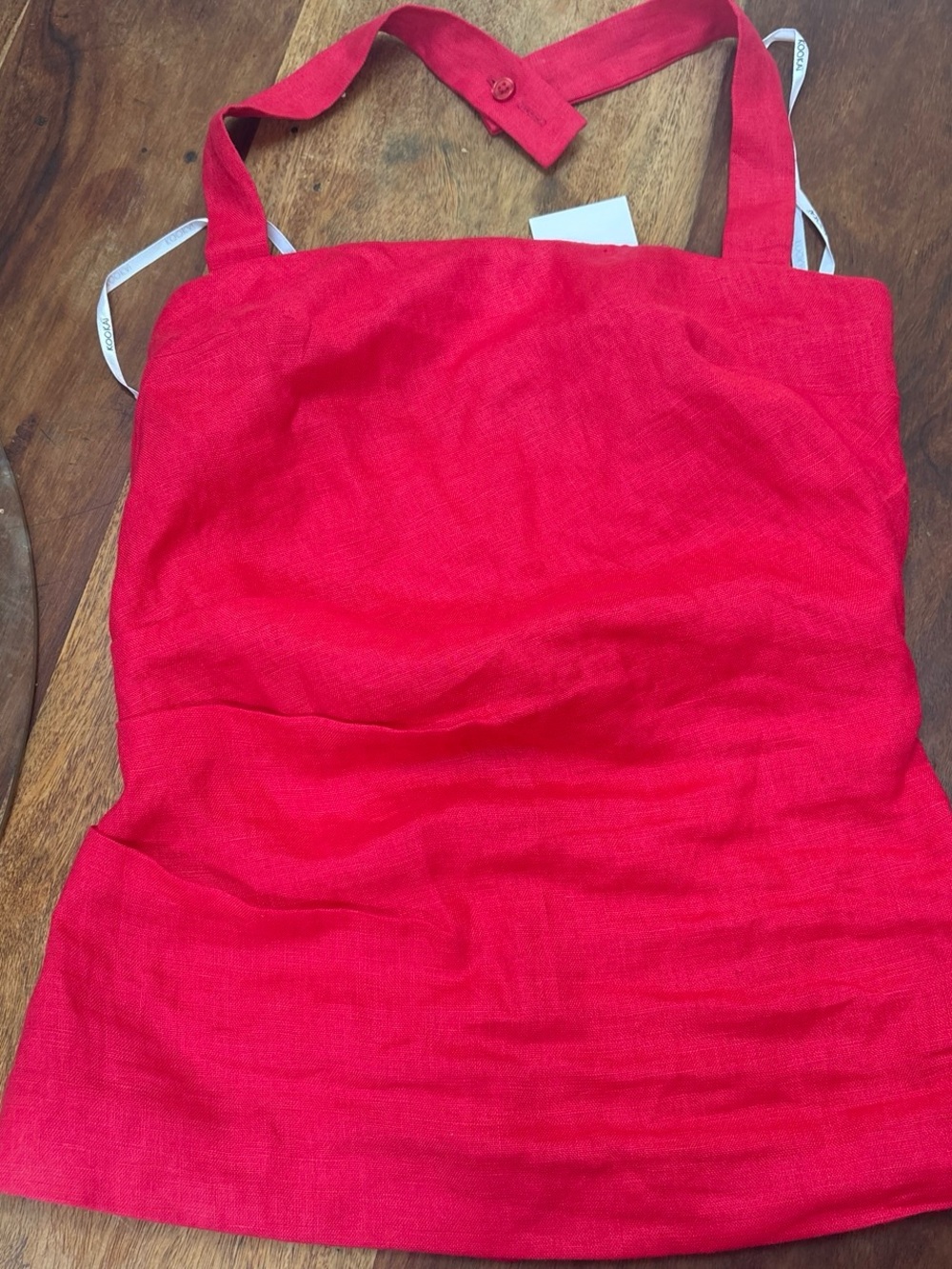Kookai Lychee Palm Halter Top in Vibrant Red
